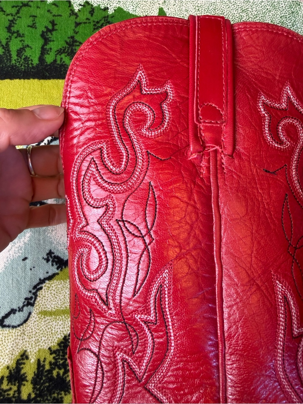 Vintage Lucchese 1883 Red Leather Cowboy Boots Snip-Toe Women's Size 8-8.5 - Picture 6 of 17